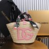 Dolce & Gabbana woven rattan bag for beach use-pink 28cm with original logo box