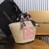 Dolce & Gabbana woven rattan bag for beach use-pink 28cm with original logo box