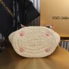 Dolce & Gabbana woven rattan bag for beach use-pink 28cm with original logo box