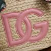 Dolce & Gabbana woven rattan bag for beach use-pink 28cm with original logo box