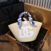 Dolce & Gabbana woven rattan bag for beach use-white 28cm with original logo box