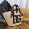 Dolce & Gabbana woven rattan bag for beach use-black 28cm with original logo box