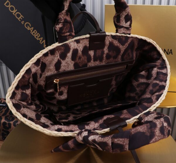 Dolce & Gabbana woven rattan bag for beach use-black 28cm with original logo box