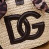 Dolce & Gabbana woven rattan bag for beach use-black 28cm with original logo box