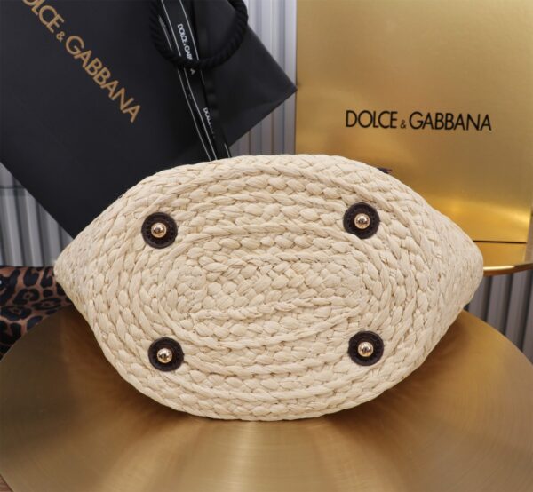 Dolce & Gabbana woven rattan bag for beach use-black 28cm with original logo box