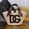 Dolce & Gabbana woven rattan bag for beach use-black 28cm with original logo box
