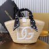 Dolce & Gabbana woven rattan bag for beach use-white 28cm with original logo box