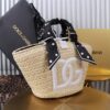 Dolce & Gabbana woven rattan bag for beach use-white 28cm with original logo box