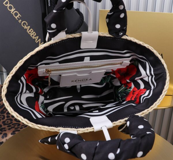 Dolce & Gabbana woven rattan bag for beach use-white 28cm with original logo box