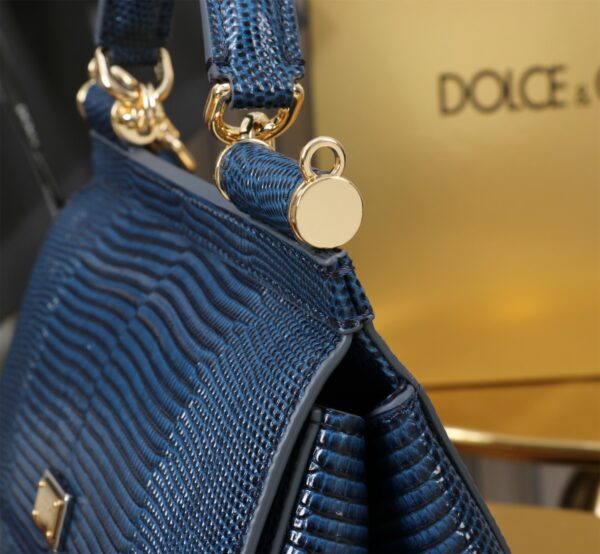 Dolce & Gabban Lizard Pattern Sicilian Women's Bag-Blue-20cm with original box free shipping