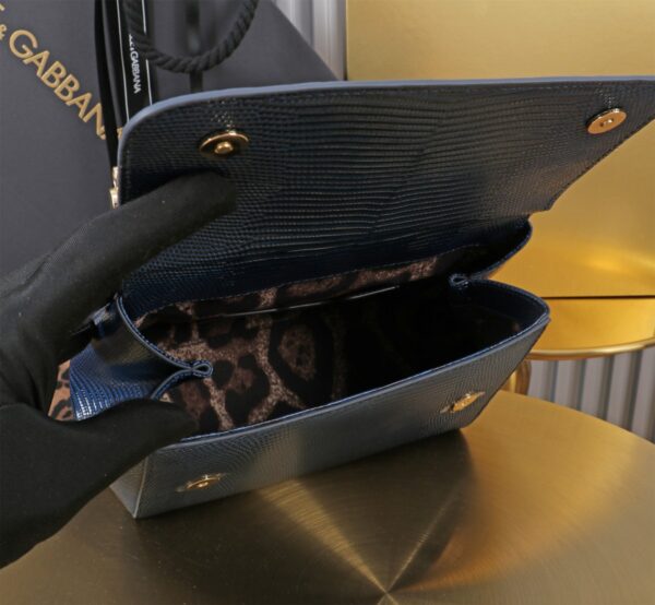 Dolce & Gabban Lizard Pattern Sicilian Women's Bag-Blue-20cm with original box free shipping