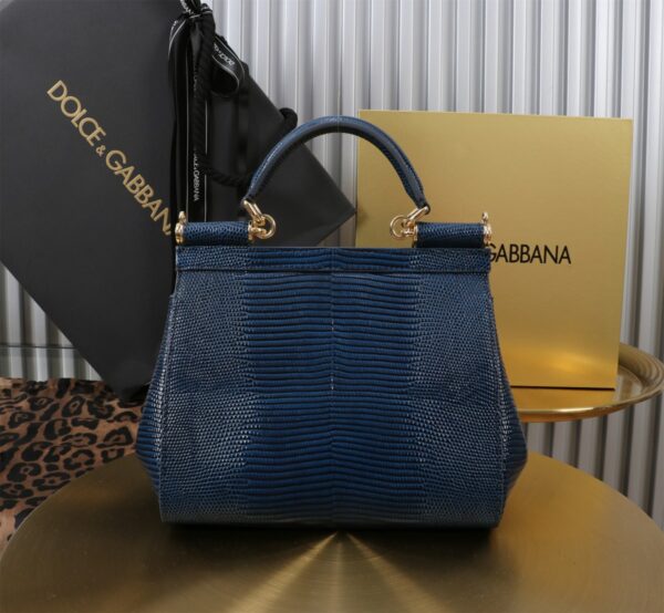 Dolce & Gabban Lizard Pattern Sicilian Women's Bag-Blue-20cm with original box free shipping