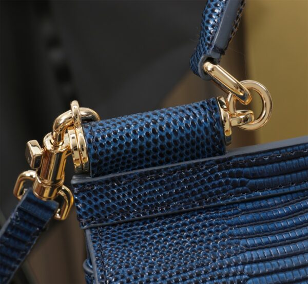 Dolce & Gabban Lizard Pattern Sicilian Women's Bag-Blue-20cm with original box free shipping