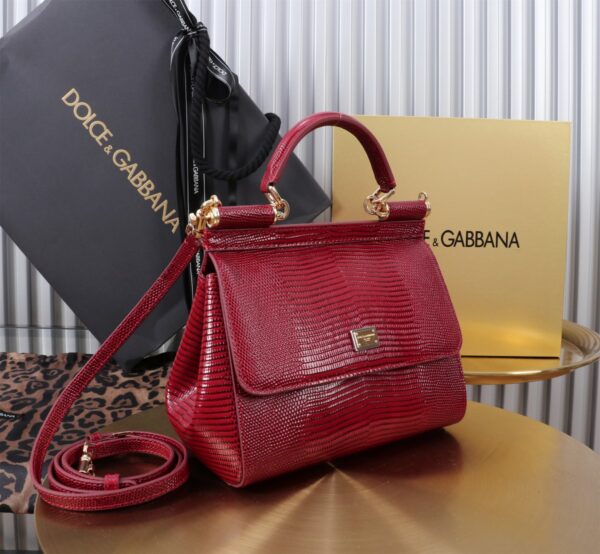 Dolce & Gabban Lizard Pattern Sicilian Women's Bag-Blue-20cm with original box free shipping