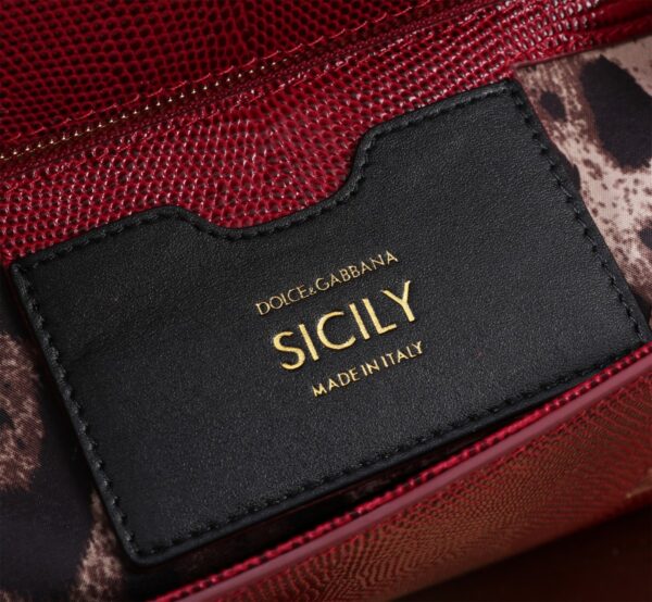 Dolce & Gabban Lizard Pattern Sicilian Women's Bag-Red-25cm with original box free shipping (复制)