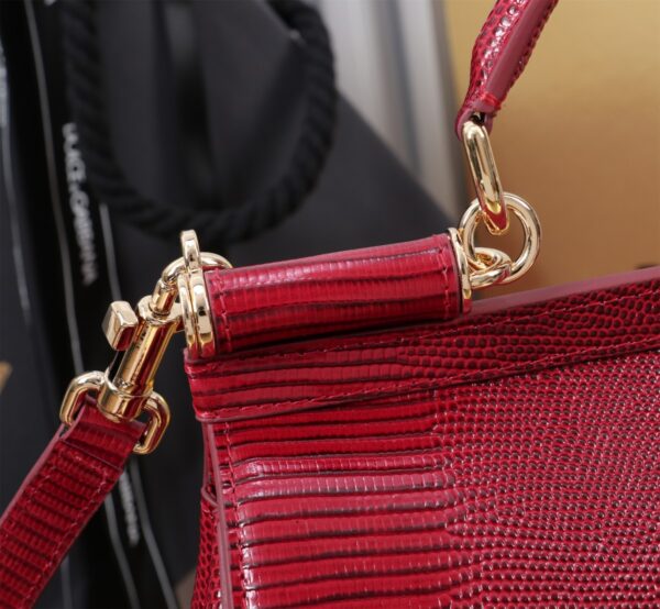 Dolce & Gabban Lizard Pattern Sicilian Women's Bag-Red-25cm with original box free shipping (复制)