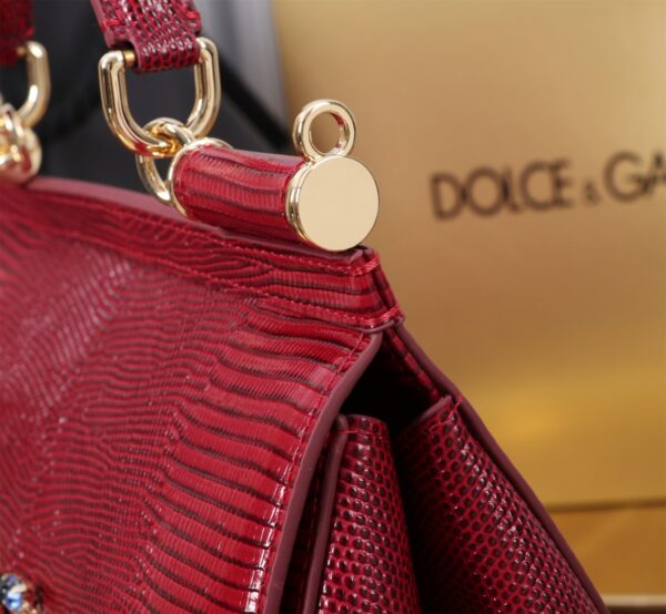Dolce & Gabban Lizard Pattern Sicilian Women's Bag-Red-25cm with original box free shipping (复制)