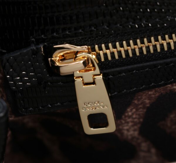 Dolce & Gabban Lizard Pattern Sicilian Women's Bag-Black-25cm  free shipping