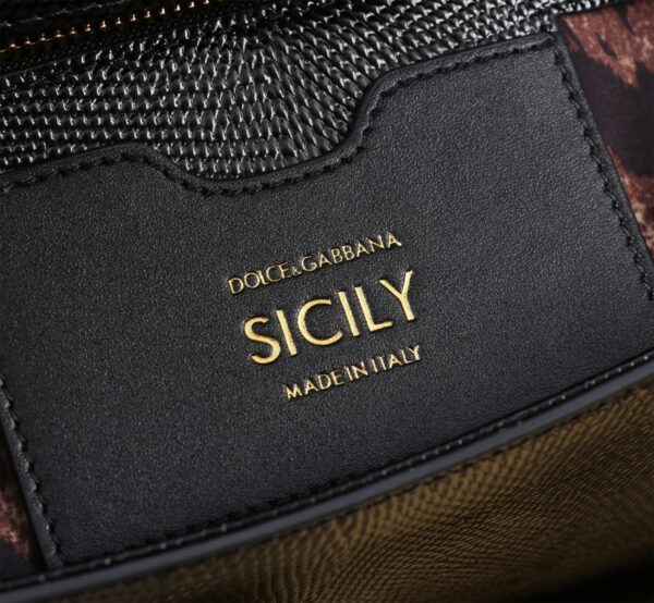 Dolce & Gabban Lizard Pattern Sicilian Women's Bag-Black-25cm  free shipping