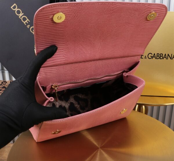 Dolce & Gabban Lizard Pattern Sicilian Women's Bag-Pink-25cm  free shipping