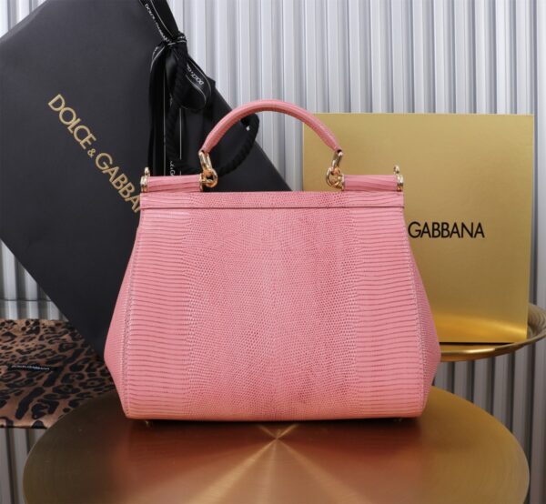 Dolce & Gabban Lizard Pattern Sicilian Women's Bag-Pink-25cm  free shipping