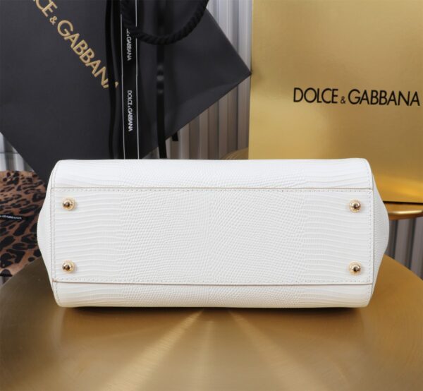 Dolce & Gabban Lizard Pattern Sicilian Women's Bag-White-25cm  free shipping