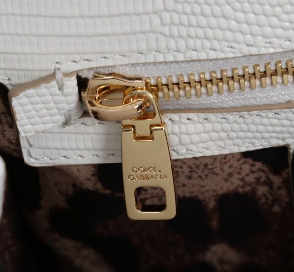 Dolce & Gabban Lizard Pattern Sicilian Women's Bag-White-25cm  free shipping