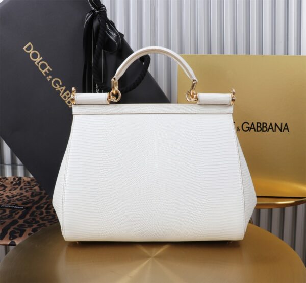 Dolce & Gabban Lizard Pattern Sicilian Women's Bag-White-25cm  free shipping
