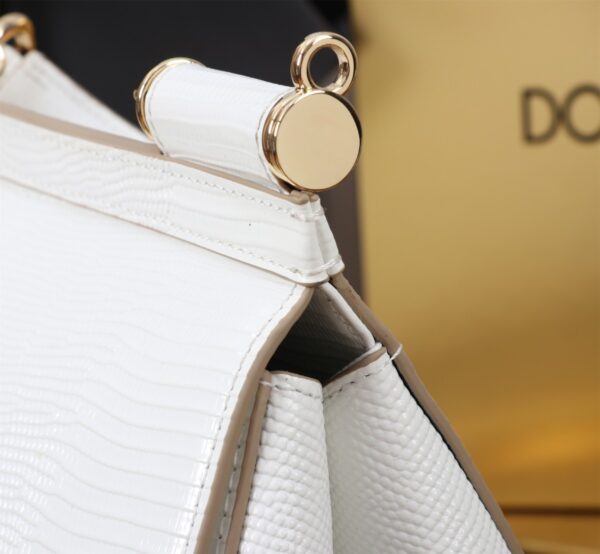 Dolce & Gabban Lizard Pattern Sicilian Women's Bag-White-25cm  free shipping
