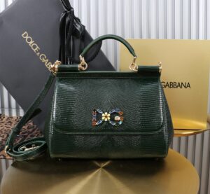 Dolce & Gabban Lizard Pattern Sicilian Women's Bag-Blue-25cm  free shipping