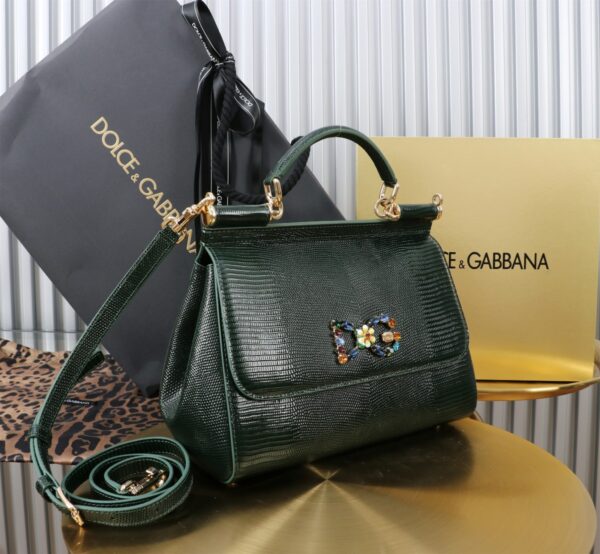Dolce & Gabban Lizard Pattern Sicilian Women's Bag-Blue-25cm  free shipping