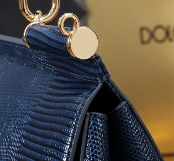 Dolce & Gabban Lizard Pattern Sicilian Women's Bag-Blue-25cm  free shipping