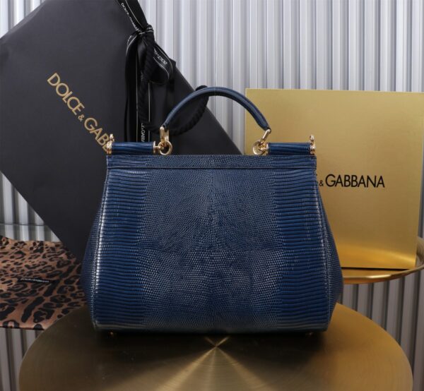 Dolce & Gabban Lizard Pattern Sicilian Women's Bag-Blue-25cm  free shipping