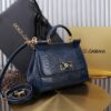 Dolce & Gabban Lizard Pattern Sicilian Women's Bag-Blue-25cm  free shipping