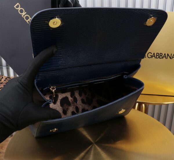 Dolce & Gabban Lizard Pattern Sicilian Women's Bag-Blue-25cm  free shipping