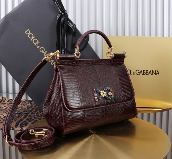 Dolce & Gabban Lizard Pattern Sicilian Women's Bag-Purple-25cm  free shipping