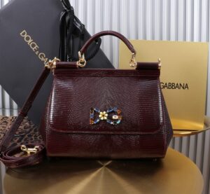 Dolce & Gabban Lizard Pattern Sicilian Women's Bag-Purple-25cm  free shipping
