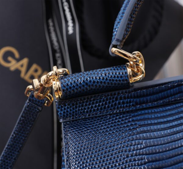 Dolce & Gabban Lizard Pattern Sicilian Women's Bag-Blue-20cm  free shipping