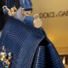 Dolce & Gabban Lizard Pattern Sicilian Women's Bag-Blue-20cm  free shipping