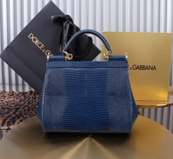 Dolce & Gabban Lizard Pattern Sicilian Women's Bag-Blue-20cm  free shipping