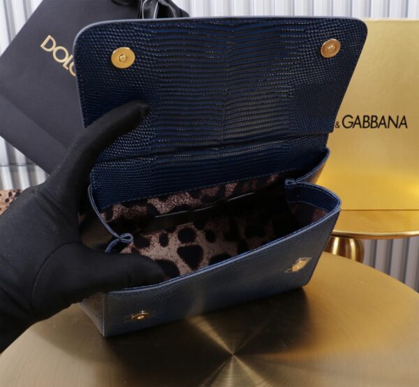 Dolce & Gabban Lizard Pattern Sicilian Women's Bag-Blue-20cm  free shipping