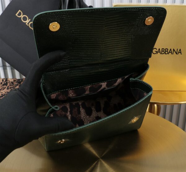 Dolce & Gabban Lizard Pattern Sicilian Women's Bag-Green-20cm  free shipping