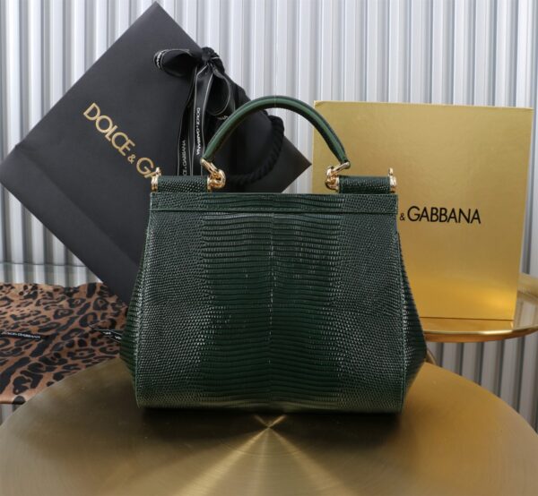 Dolce & Gabban Lizard Pattern Sicilian Women's Bag-Green-20cm  free shipping