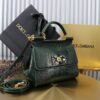 Dolce & Gabban Lizard Pattern Sicilian Women's Bag-Green-20cm  free shipping