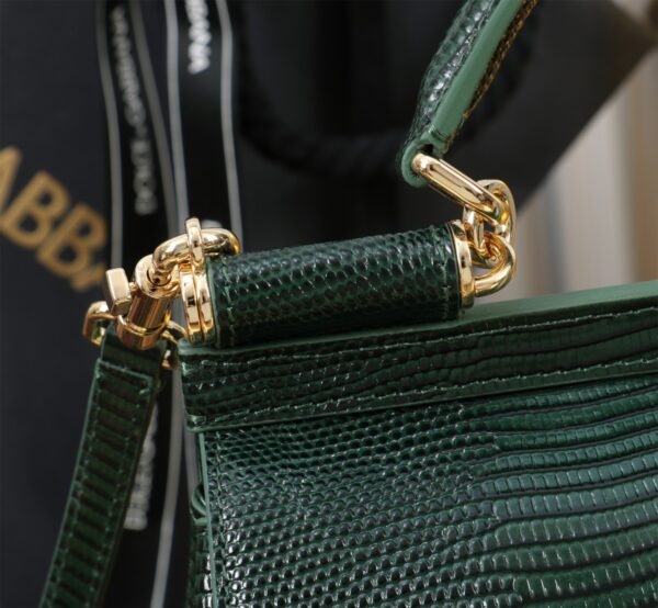 Dolce & Gabban Lizard Pattern Sicilian Women's Bag-Green-20cm  free shipping