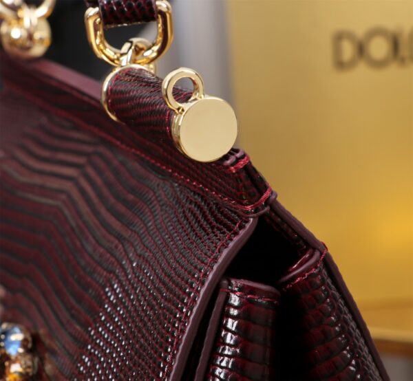 Dolce & Gabban Lizard Pattern Sicilian Women's Bag-Purple-20cm  free shipping
