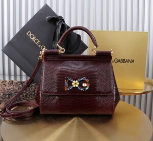 Dolce & Gabban Lizard Pattern Sicilian Women's Bag-Purple-20cm  free shipping
