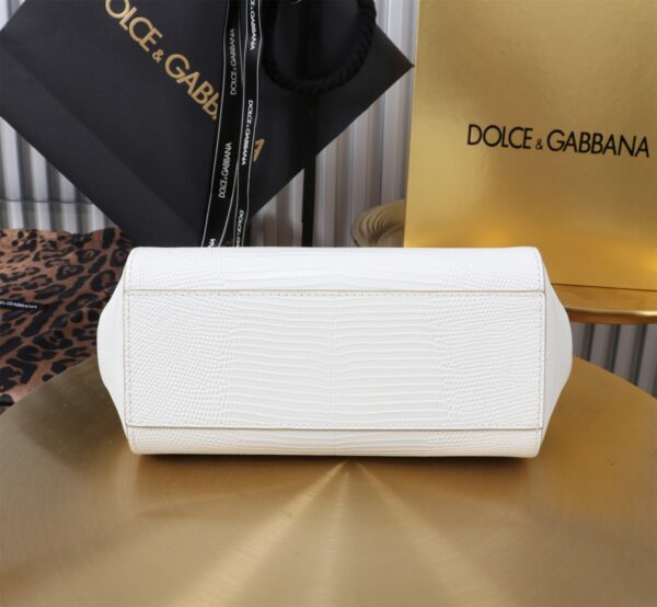 Dolce & Gabban Lizard Pattern Sicilian Women's Bag-White-20cm  free shipping