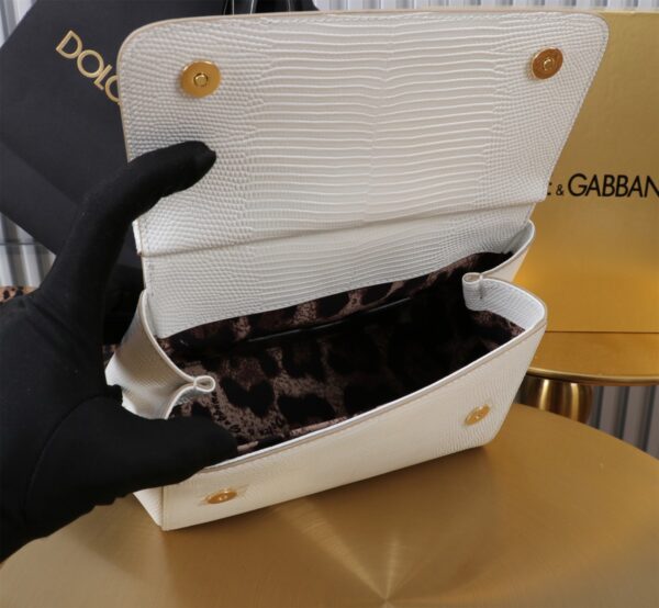 Dolce & Gabban Lizard Pattern Sicilian Women's Bag-White-20cm  free shipping