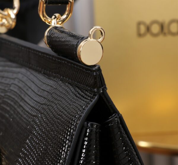 Dolce & Gabban Lizard Pattern Sicilian Women's Bag-Black-20cm  free shipping